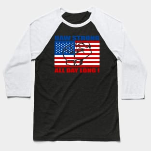 UAW Strong with US Flag Baseball T-Shirt